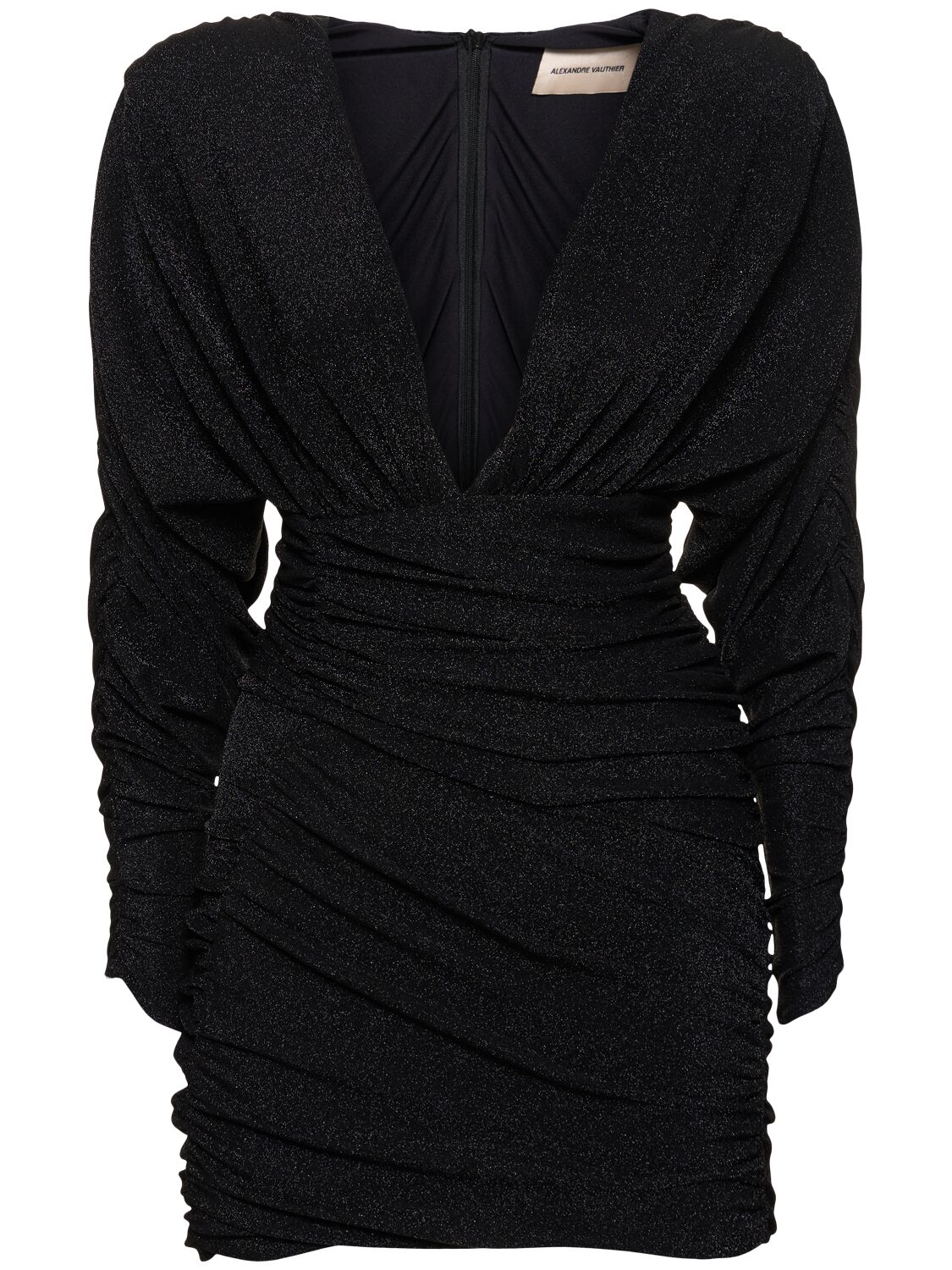 Alexandre Vauthier Draped Lurex Jersey Mini Dress In Black