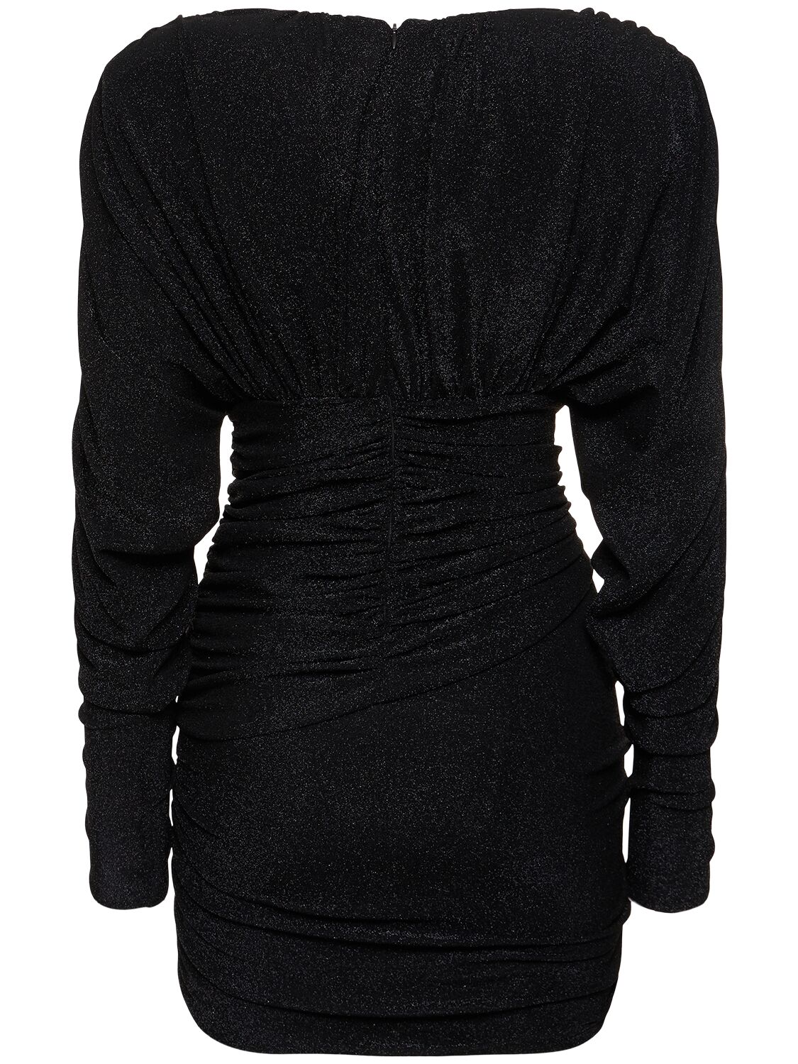 Shop Alexandre Vauthier Draped Lurex Jersey Mini Dress In Black