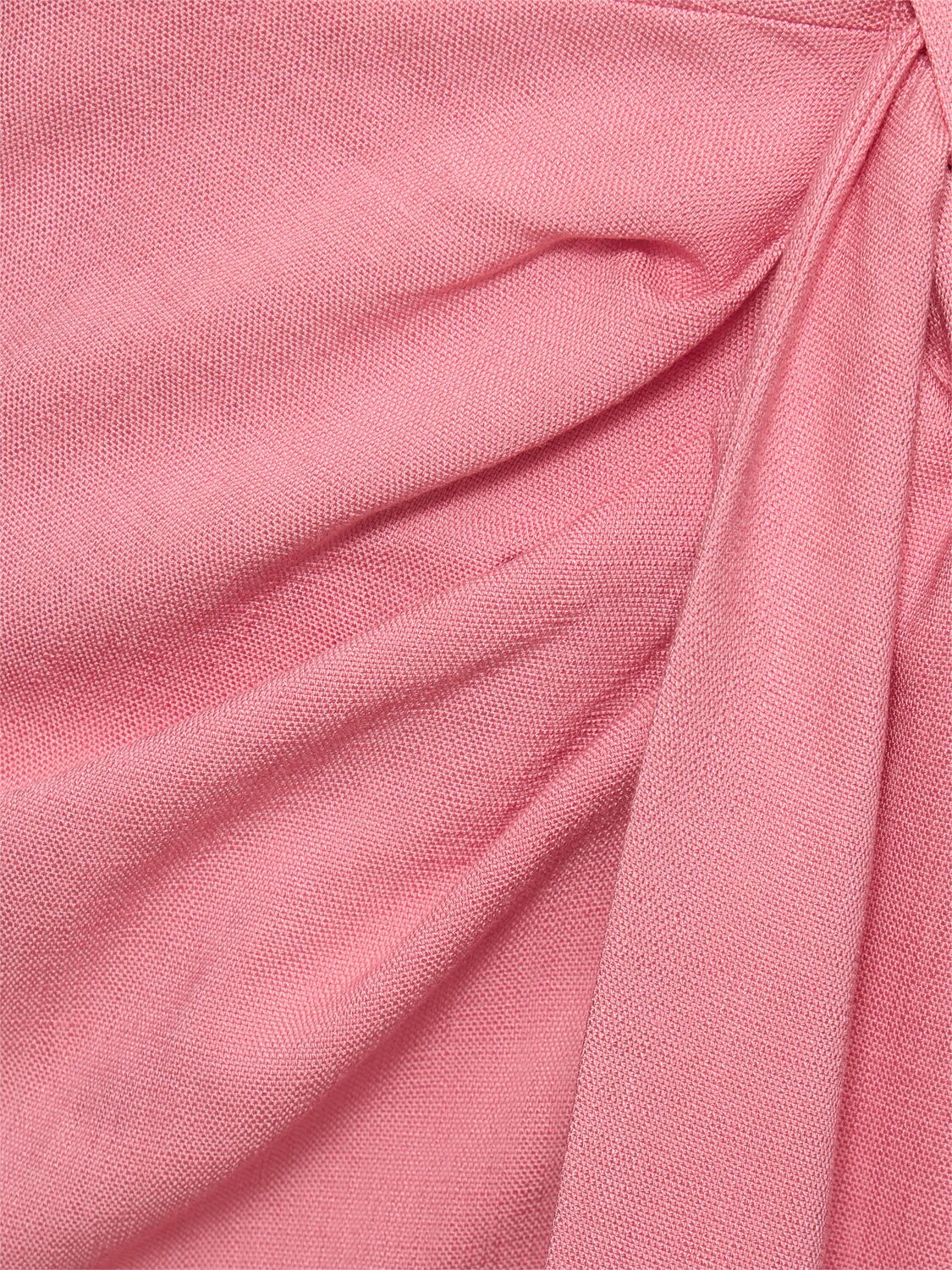 Shop Msgm Viscose Blend Midi Dress W/bow In Pink