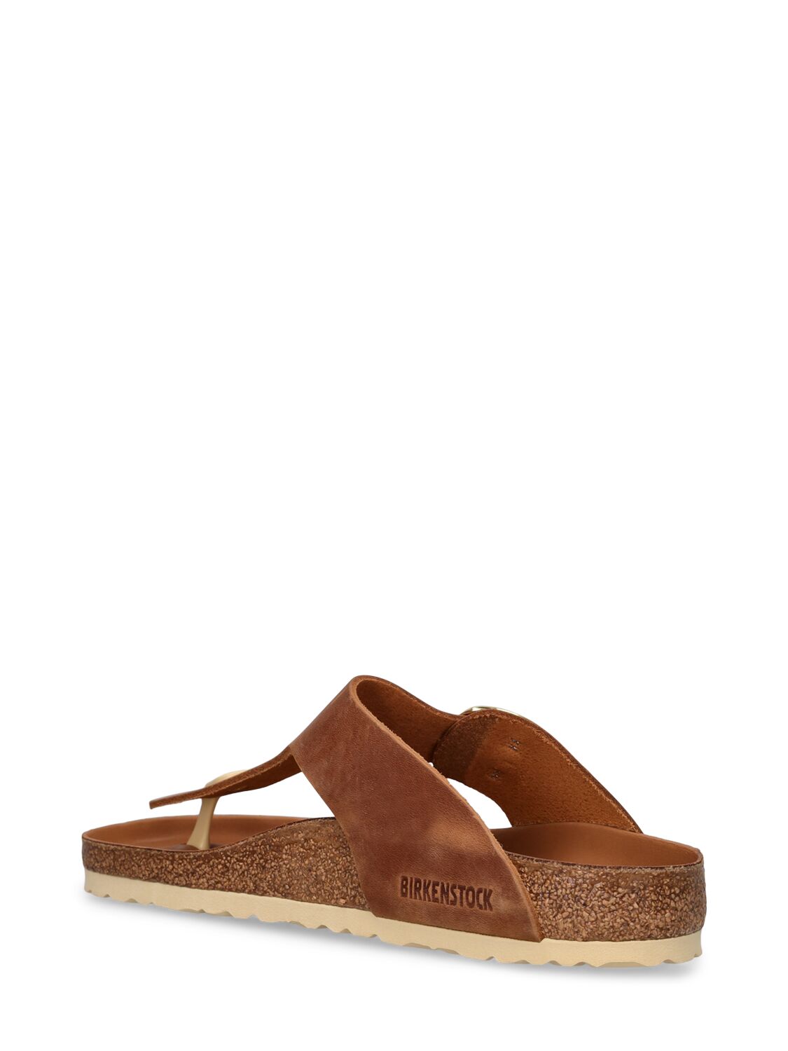 Shop Birkenstock Gizeh Big Buckle Oiled Leather Sandals In Brown