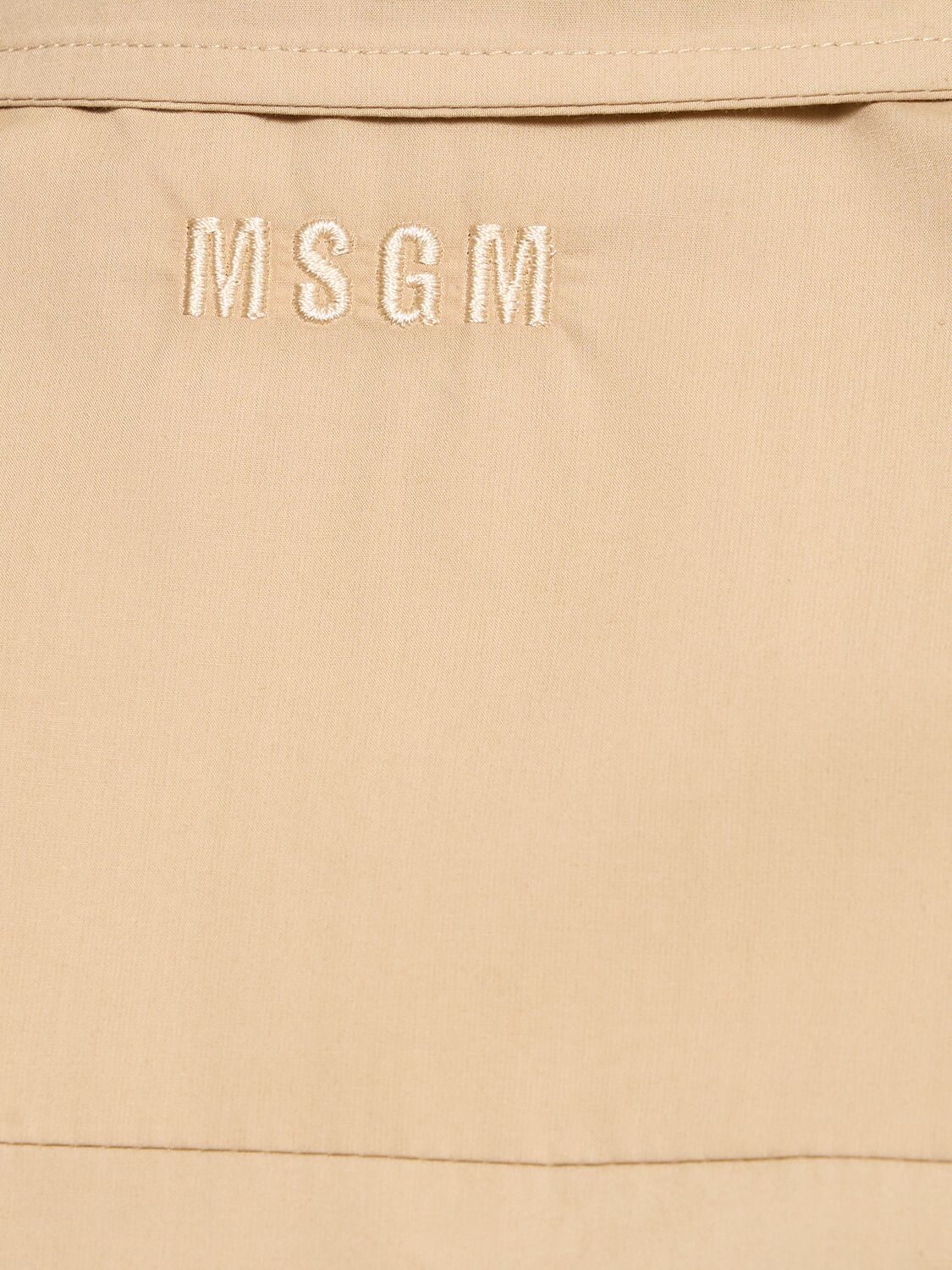 Shop Msgm Cotton Poplin Midi Dress In Beige