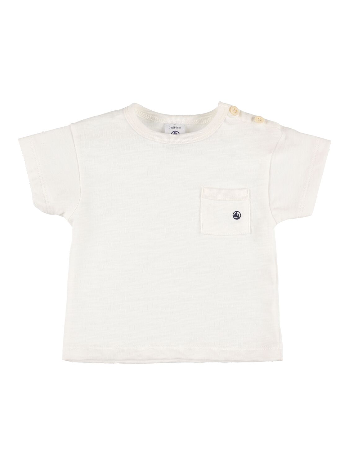 Shop Petit Bateau Cotton T-shirt W/ Pocket In White