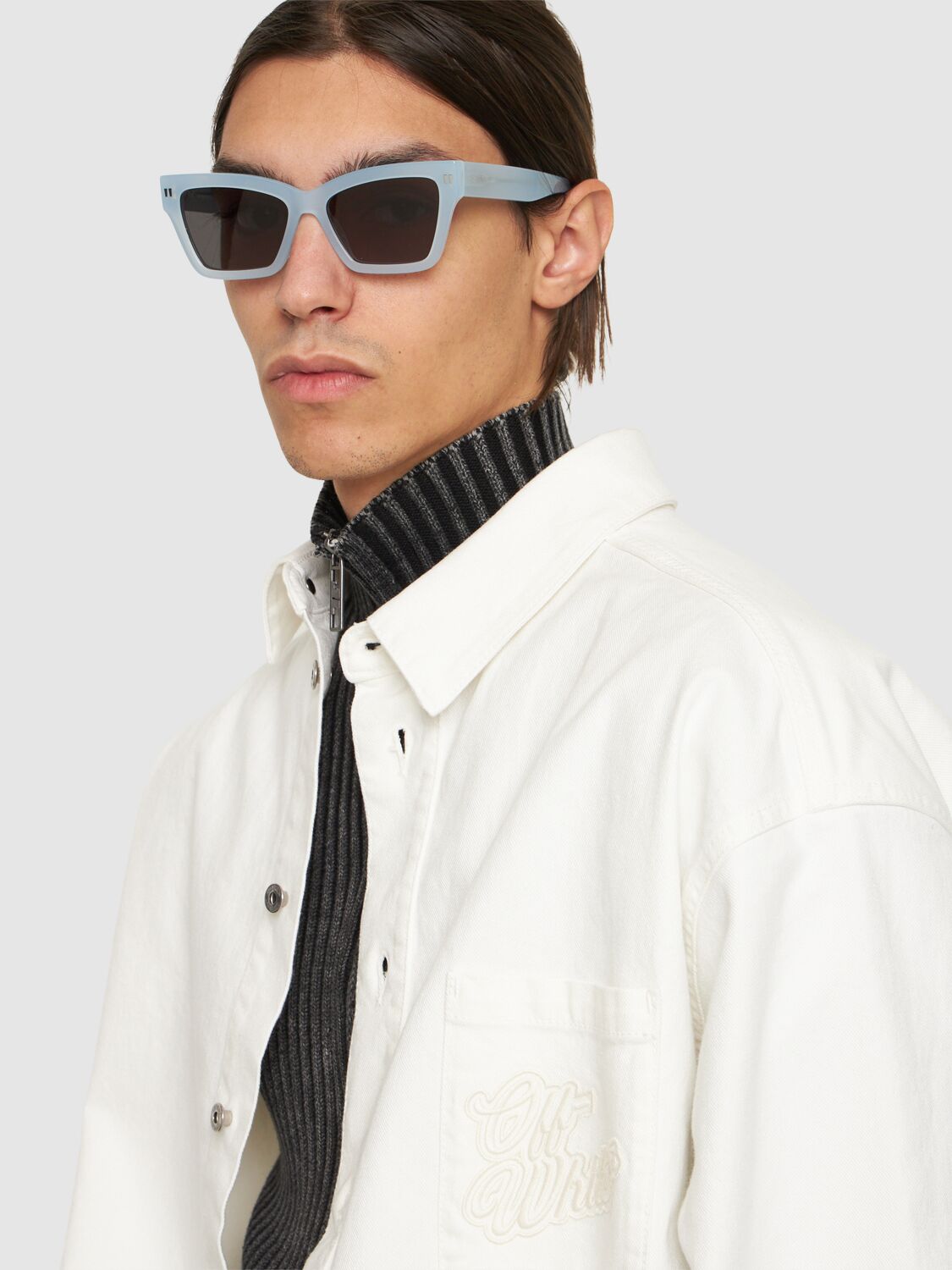Shop Off-white Cincinnati Acetate Sunglasses In Light Blue