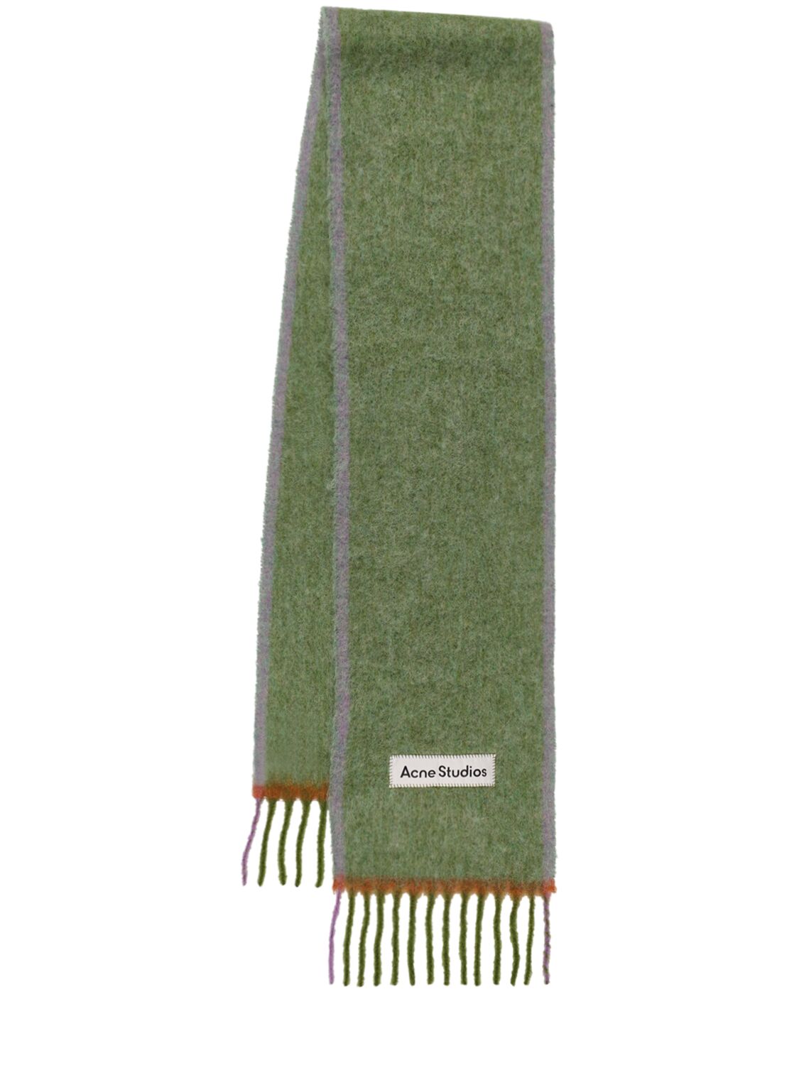 Acne Studios Vally Fringed Knitted Scarf In Grass Green