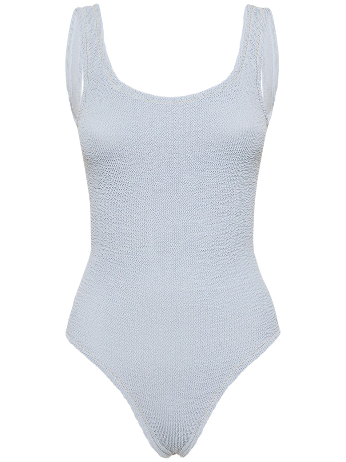 Reina Olga Papaia Crinkled One Piece Swimsuit In Light Blue