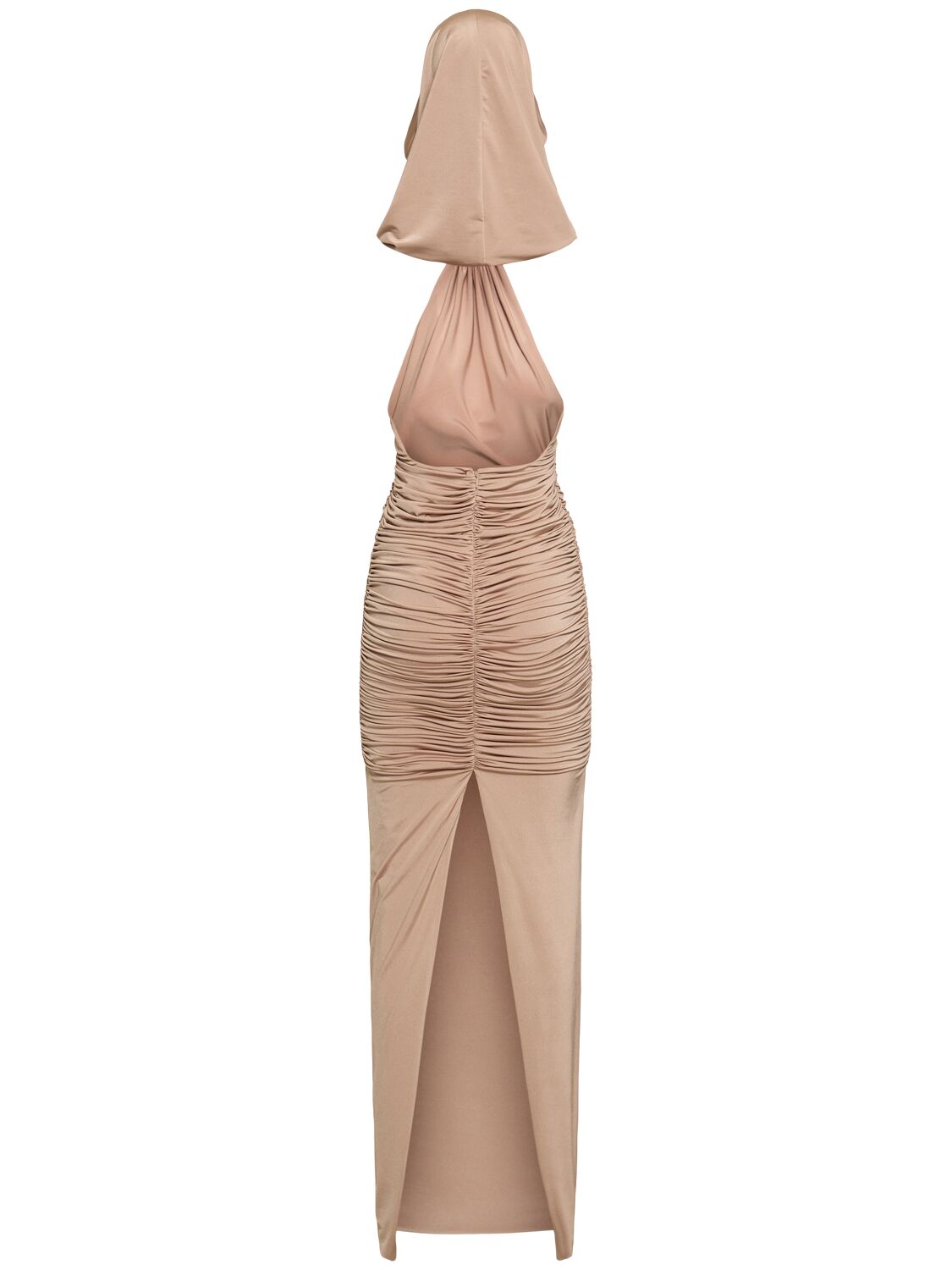 Shop Giuseppe Di Morabito Stretch Jersey Ruched Long Dress In Beige