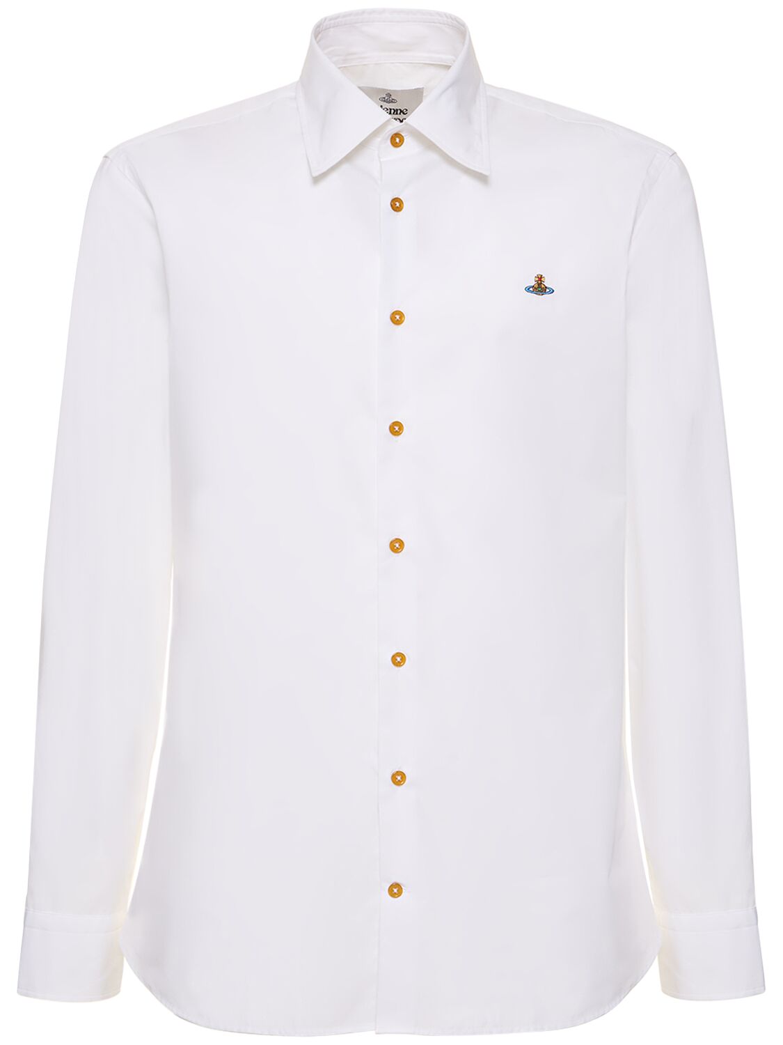 Vivienne Westwood Logo Embroidery Cotton Poplin Shirt In White