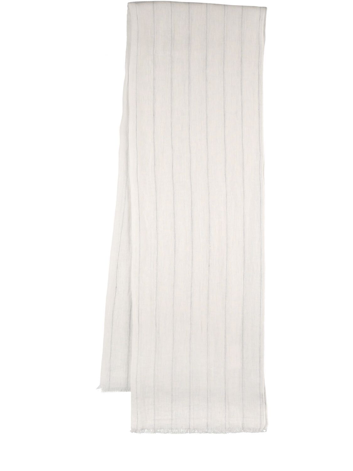 Brunello Cucinelli Striped Linen Scarf In White