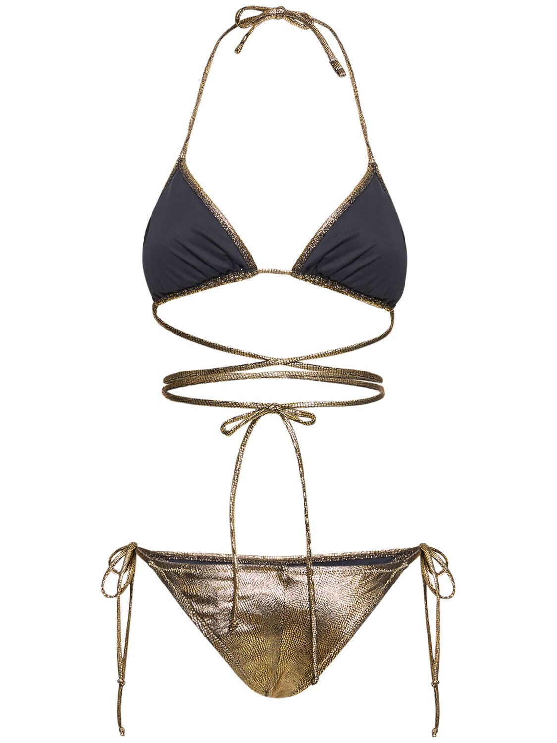 Shop Reina Olga Miami Wraparound Triangle Bikini In Gold