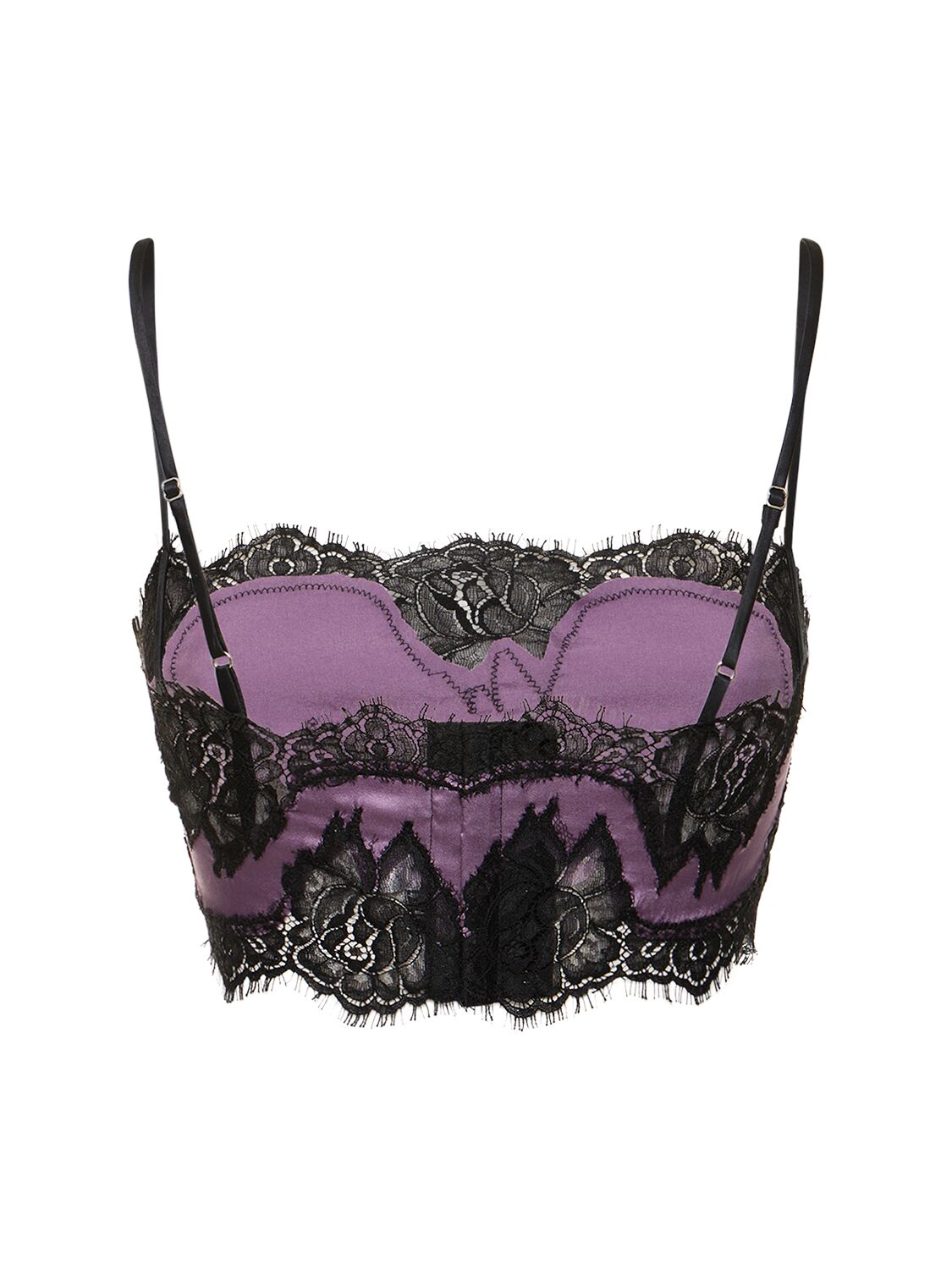 Shop Fleur Du Mal Silk & Lace Bandeau Top In Purple Haze