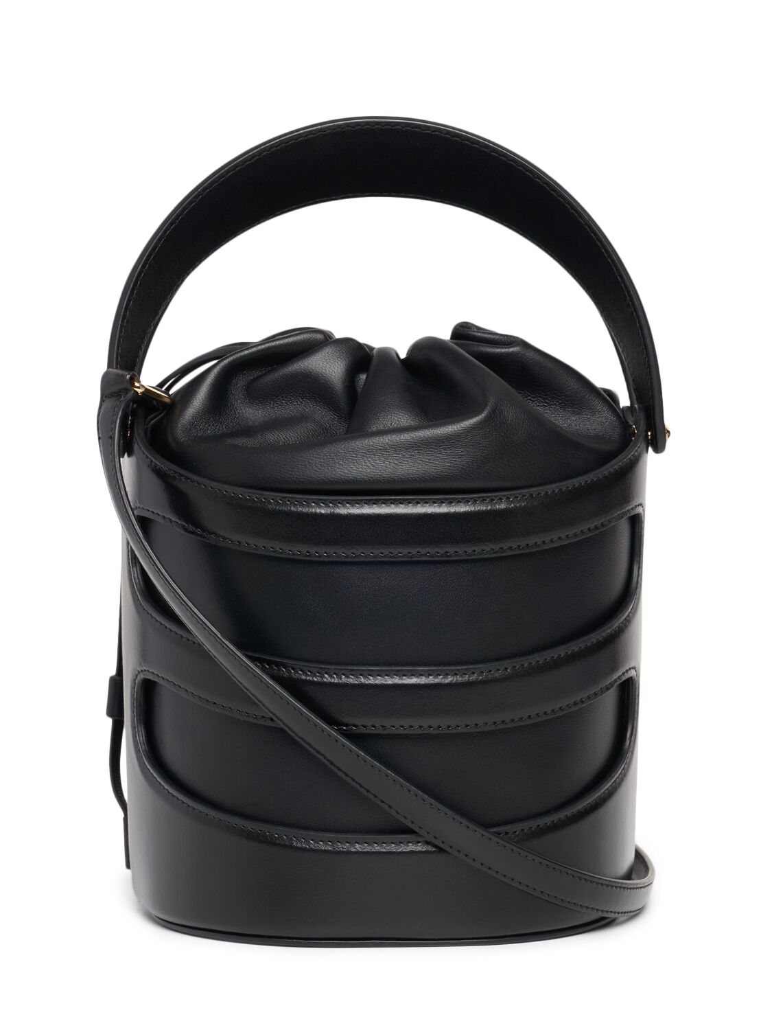 Shop Alexander Mcqueen The Rise Leather Bucket Bag In Black