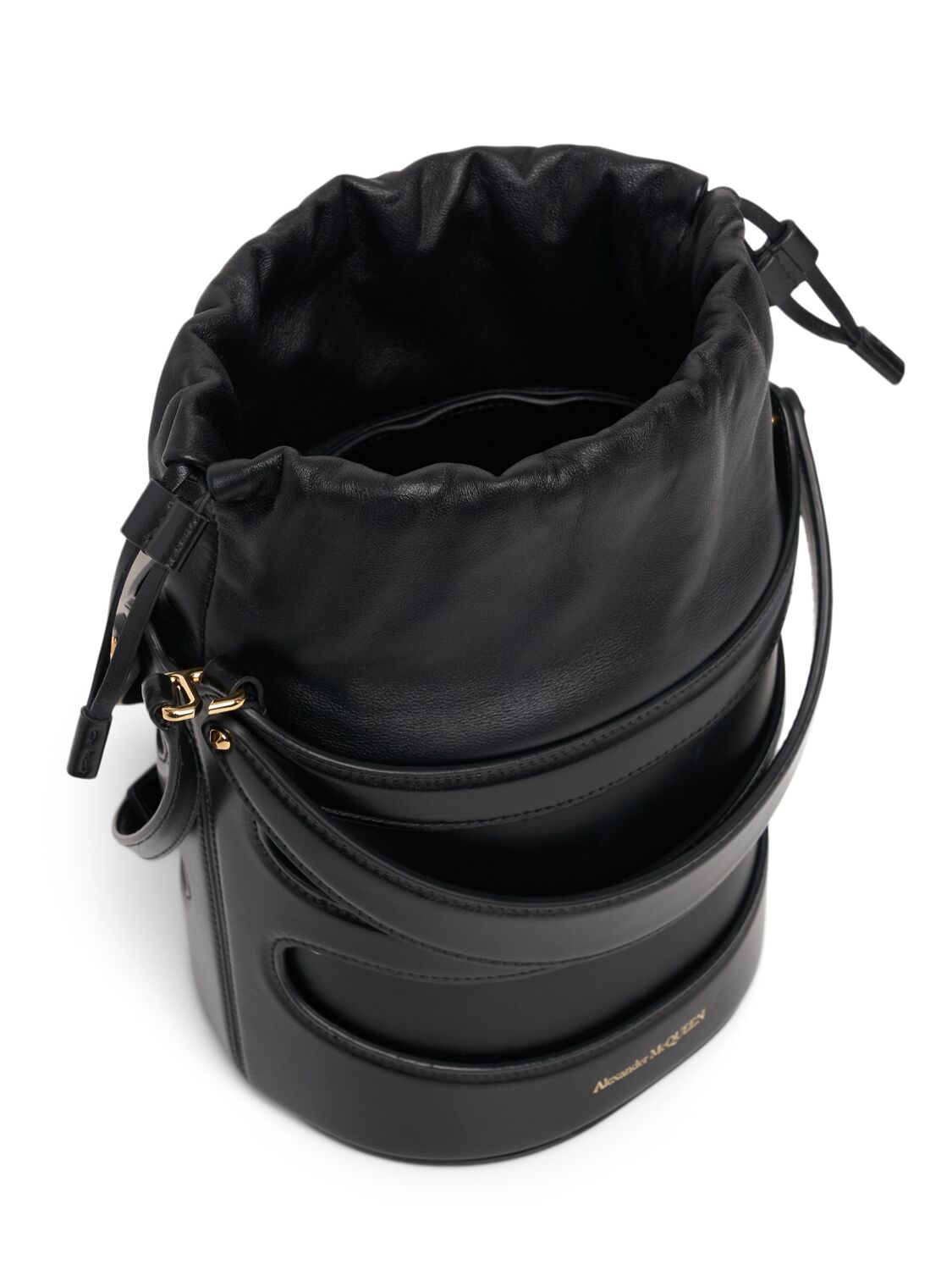 Shop Alexander Mcqueen The Rise Leather Bucket Bag In Black