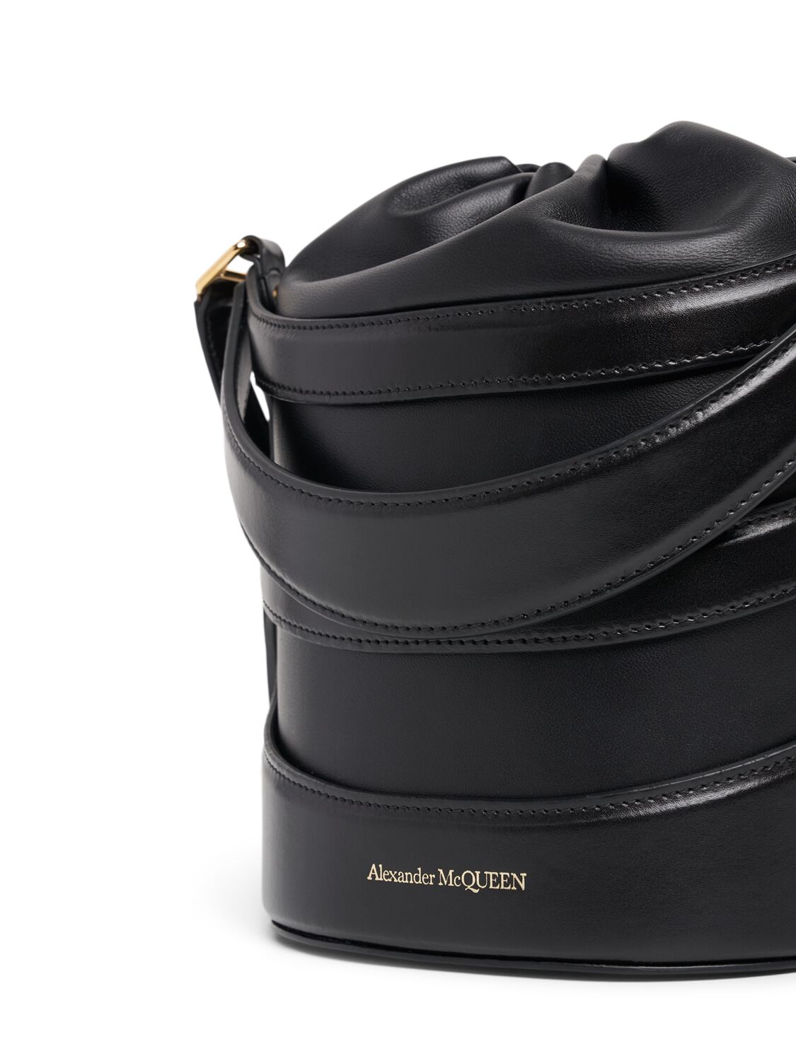 Shop Alexander Mcqueen The Rise Leather Bucket Bag In Black