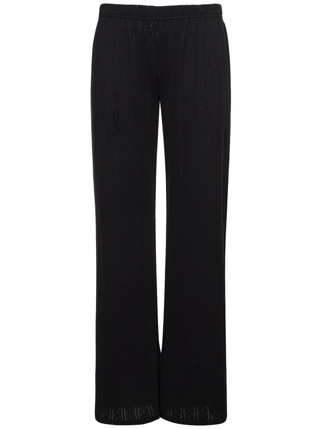 Cou Cou The Pointelle Cotton Wide Pants In Black