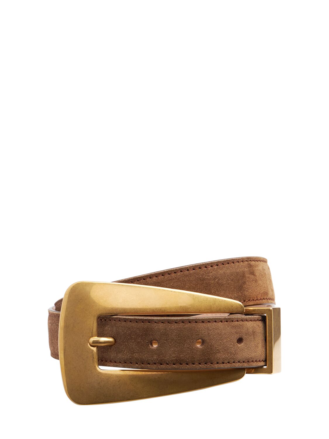 Khaite Lucca Suede Belt In Mud