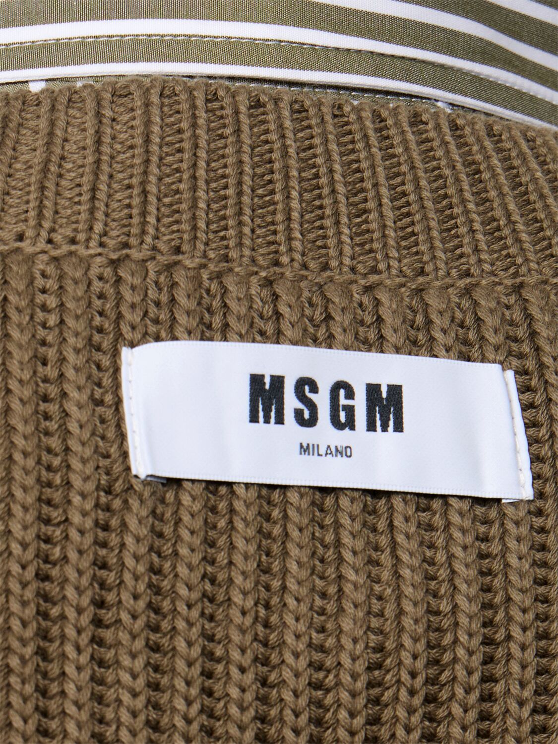 Shop Msgm Cotton V-neck Sweater In Green