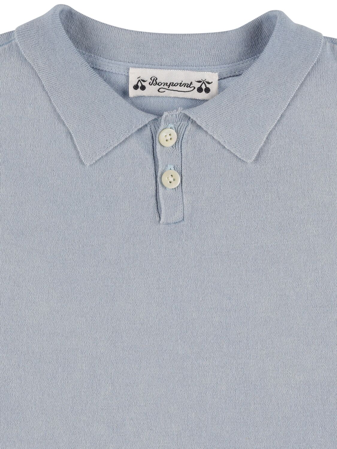 Shop Bonpoint Embroidered Cotton Jersey Polo Shirt In Light Blue