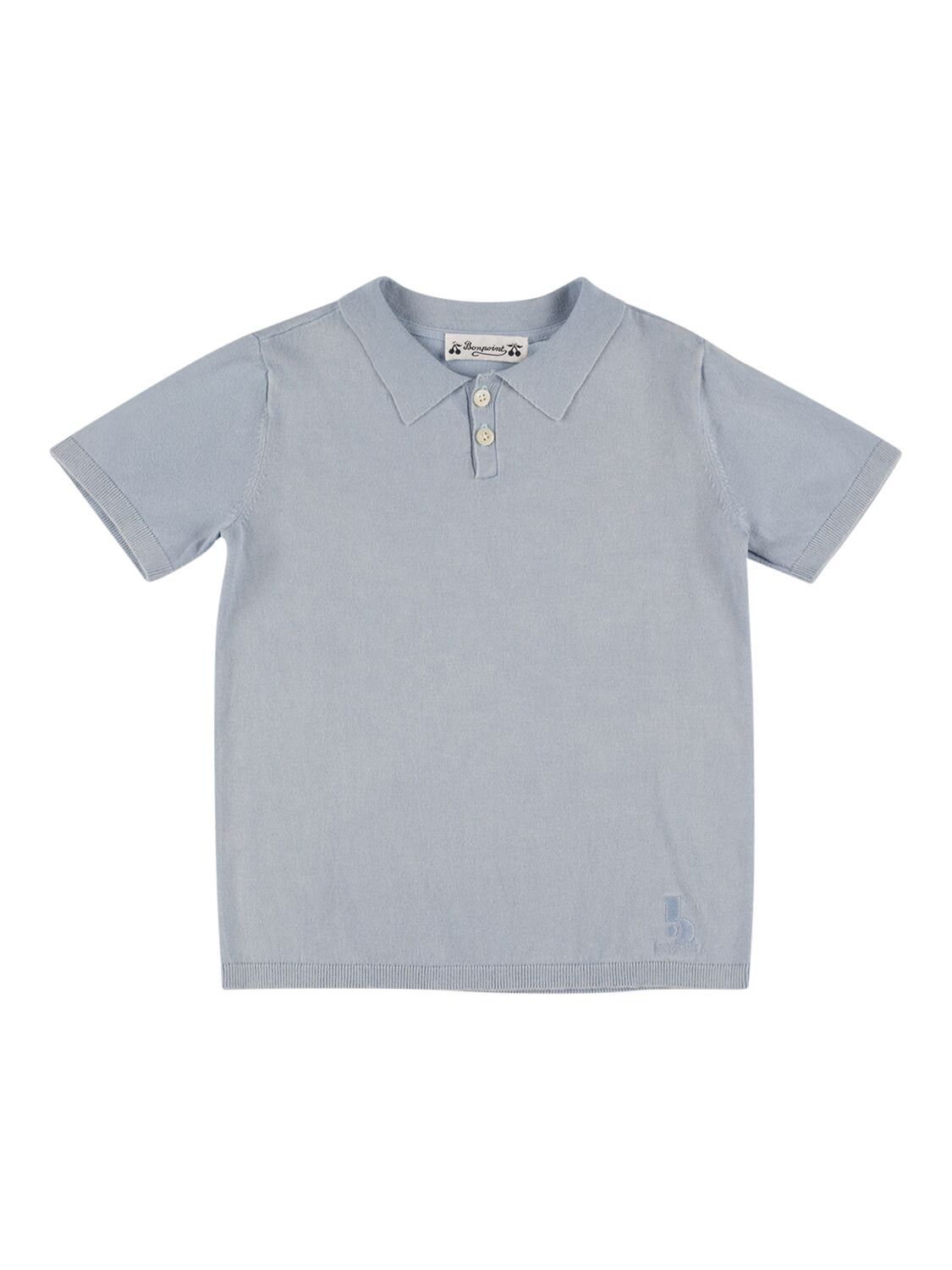 Bonpoint Kids' Embroidered Cotton Jersey Polo Shirt In Light Blue