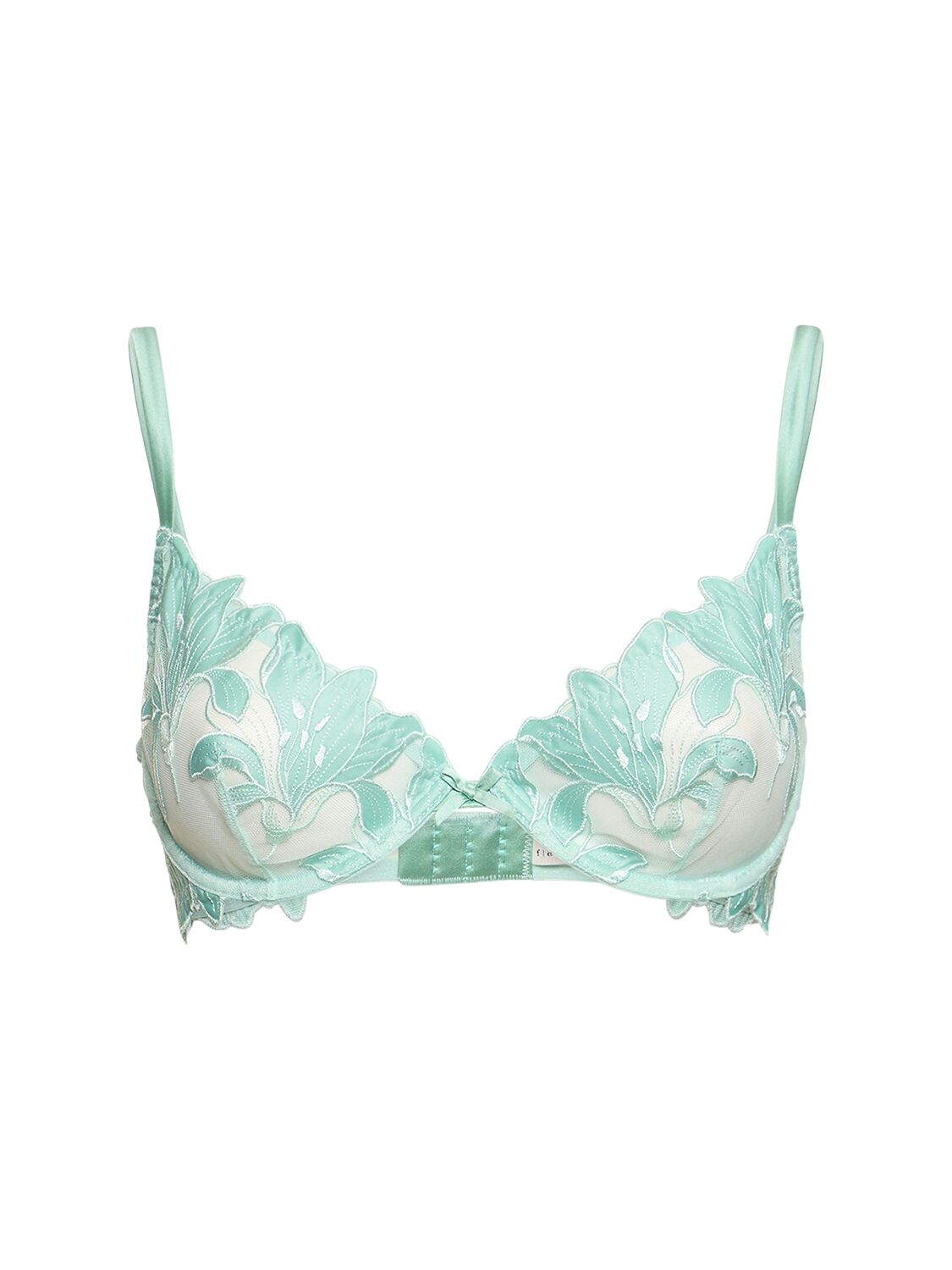 Fleur Du Mal Lily Embroidered Bra In Green