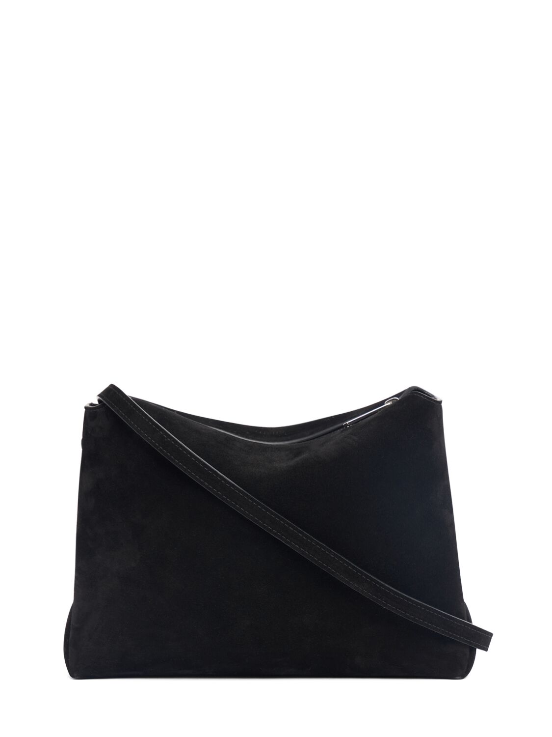 Shop Khaite Medium Lina Suede Crossbody Bag In Black