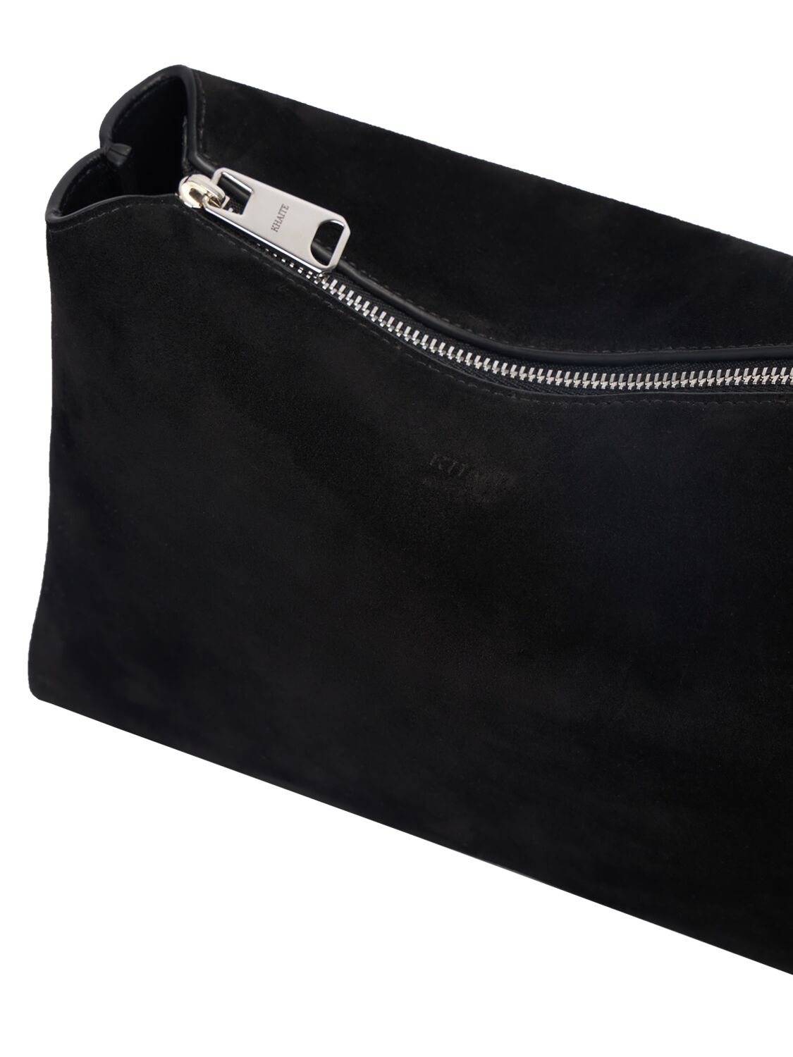 Shop Khaite Medium Lina Suede Crossbody Bag In Black