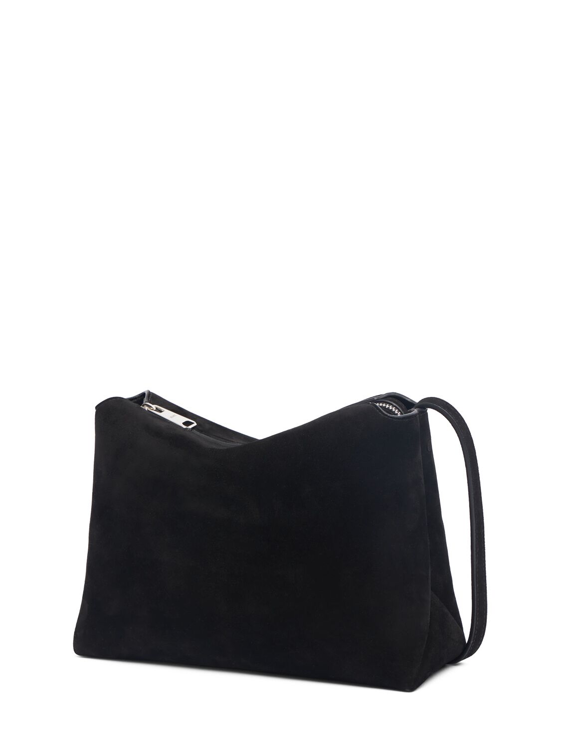 Shop Khaite Medium Lina Suede Crossbody Bag In Black