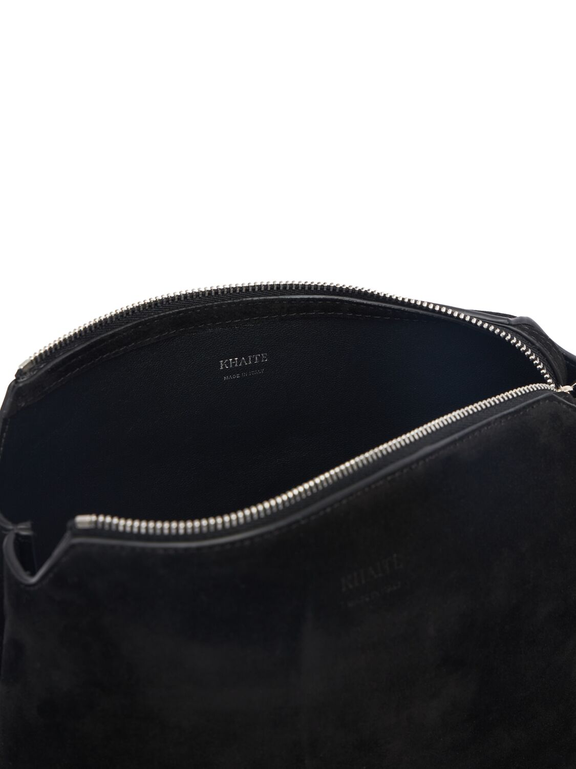 Shop Khaite Medium Lina Suede Crossbody Bag In Black