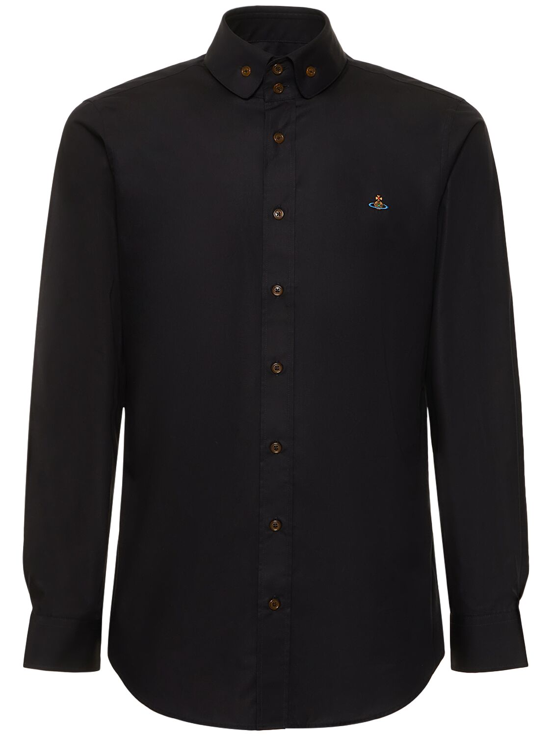 Vivienne Westwood Logo Embroidery Cotton Poplin Shirt In Black