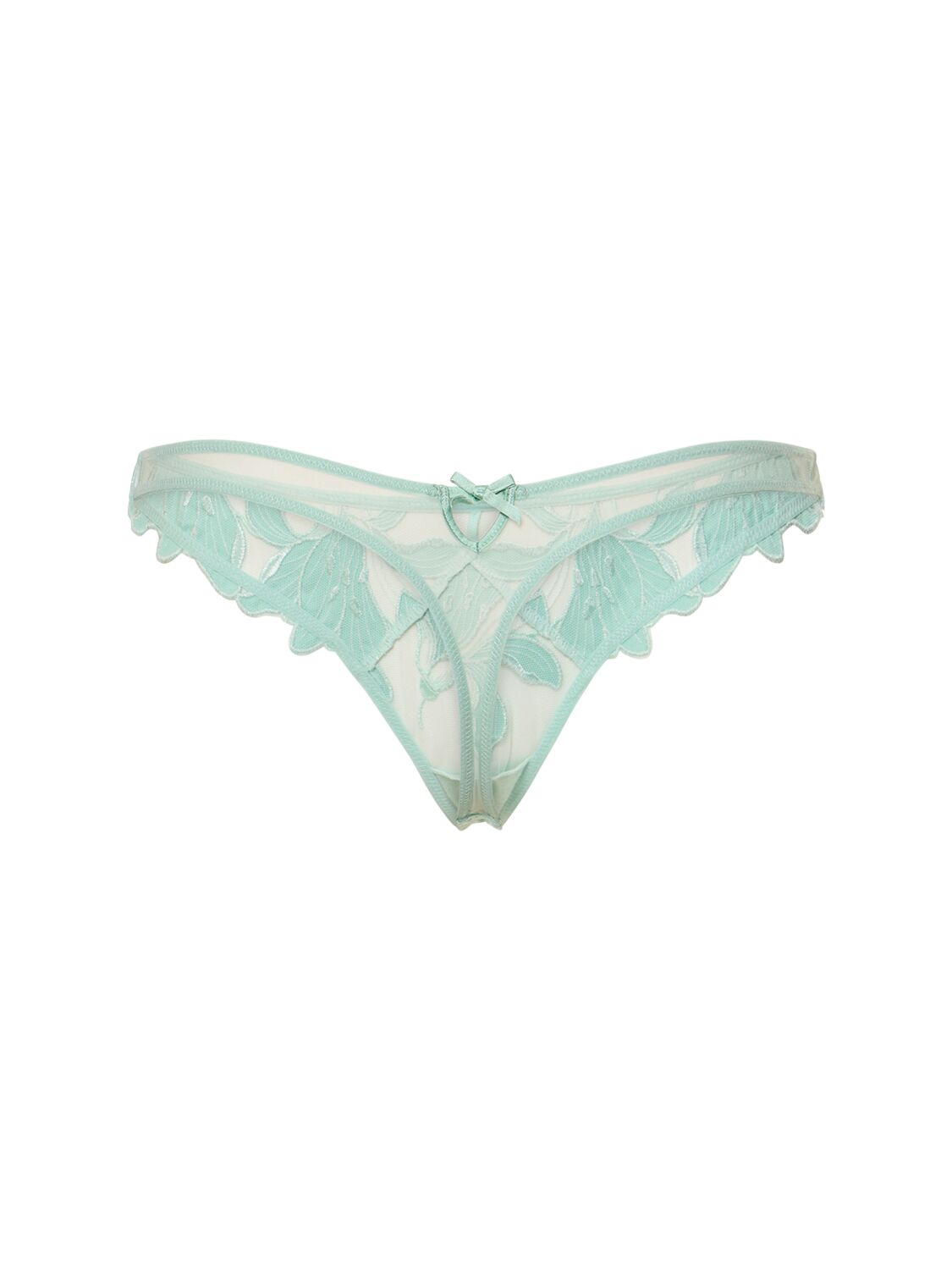 Shop Fleur Du Mal Lily Embroidered Thong In Green
