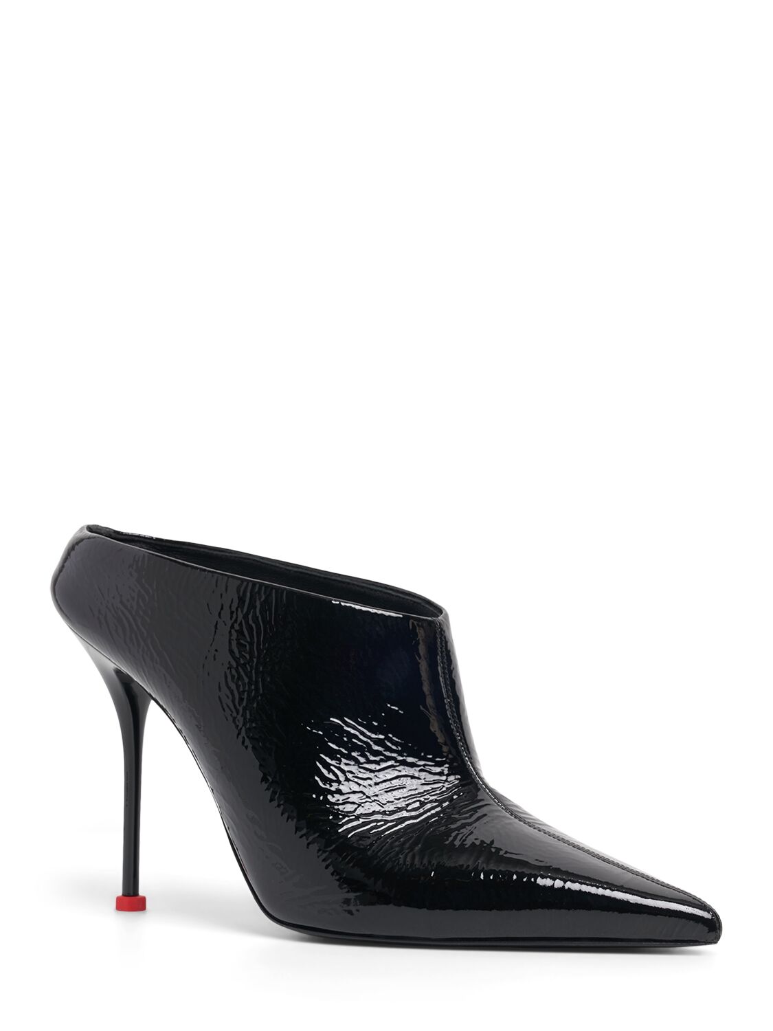 Shop Alexander Mcqueen 90mm Leather Mules In Black,lust Red