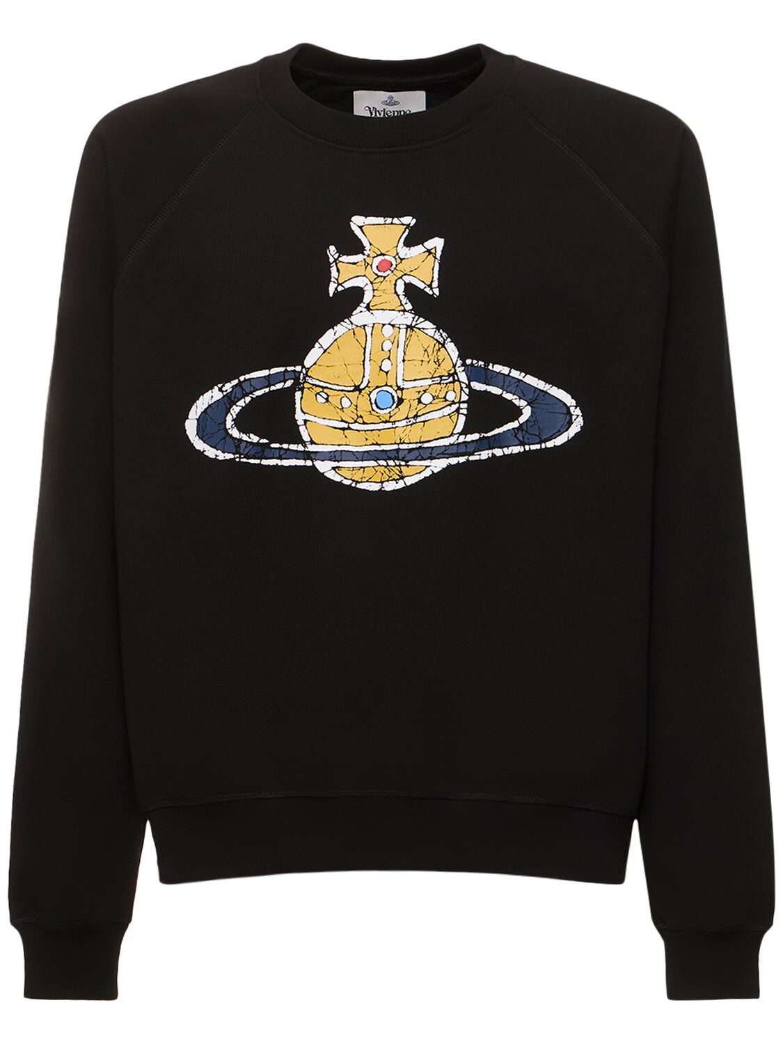 Vivienne Westwood Logo Print Cotton Raglan Sweatshirt In Black