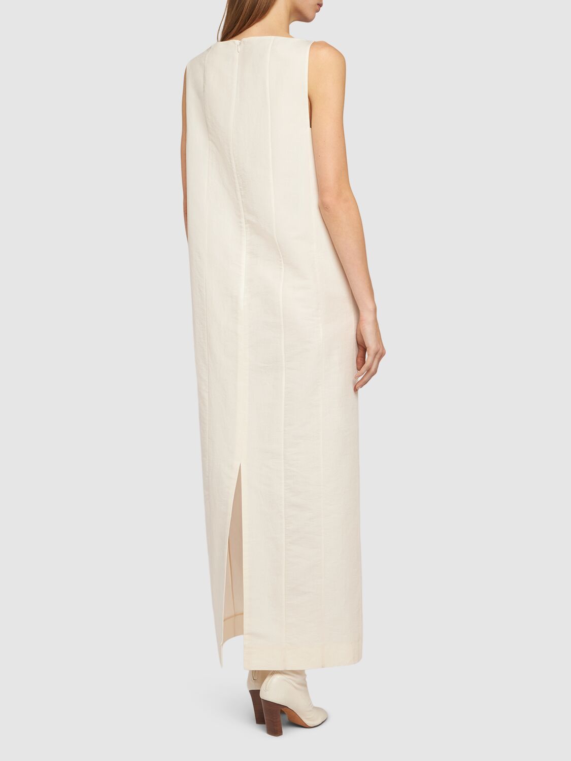 Shop Khaite Martay Cotton Blend Poplin Long Dress In White