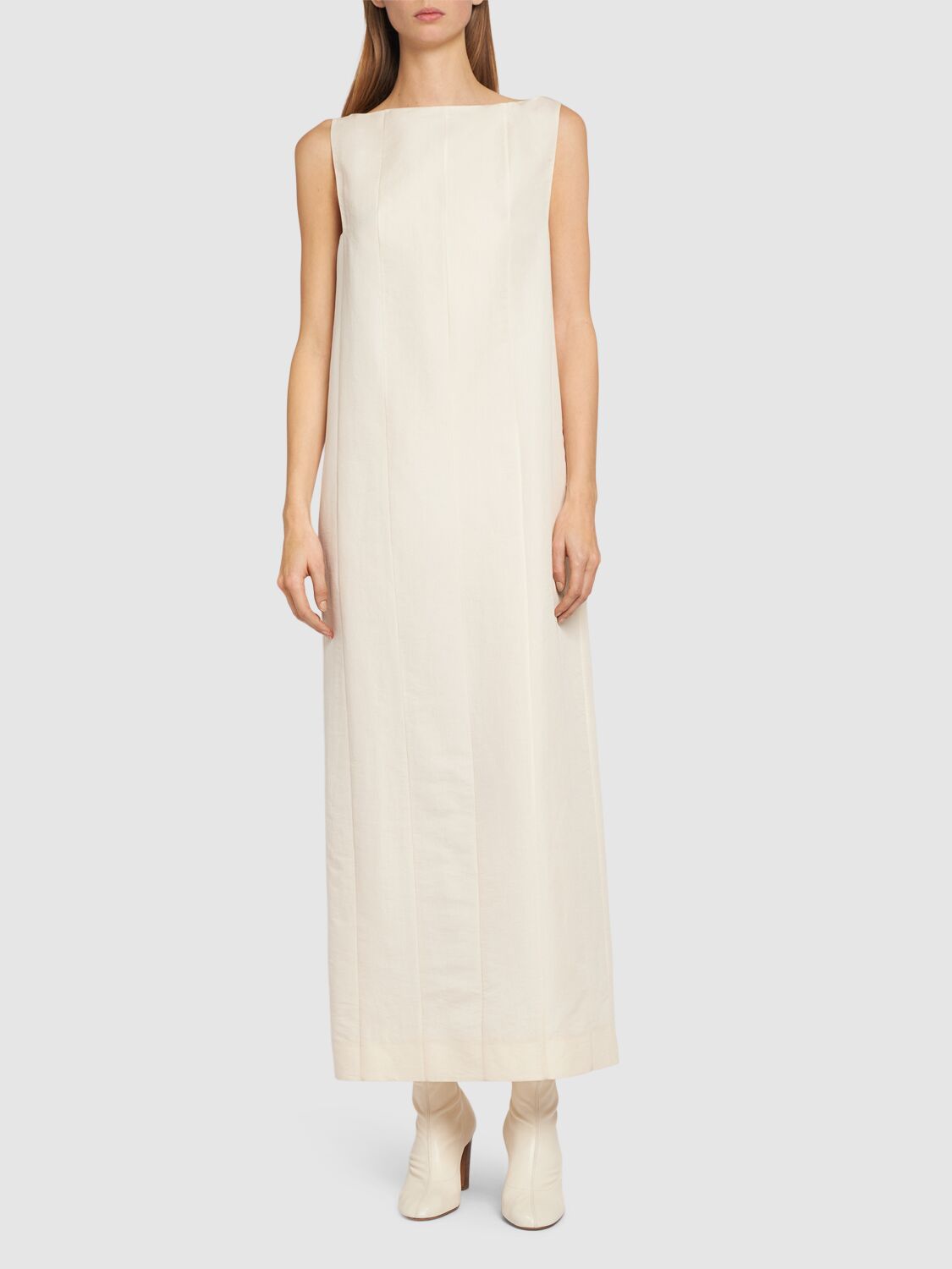 Shop Khaite Martay Cotton Blend Poplin Long Dress In White