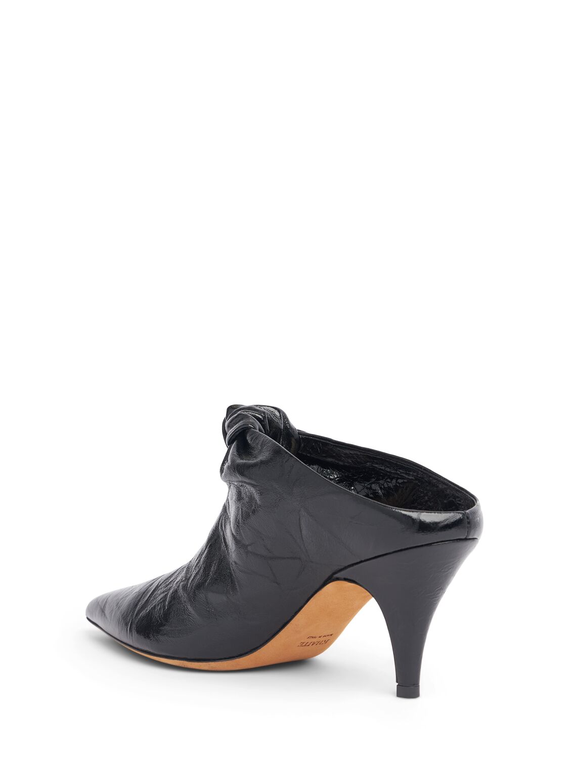 Shop Khaite 75mm Rowan Crinkled Leather Mules In Black