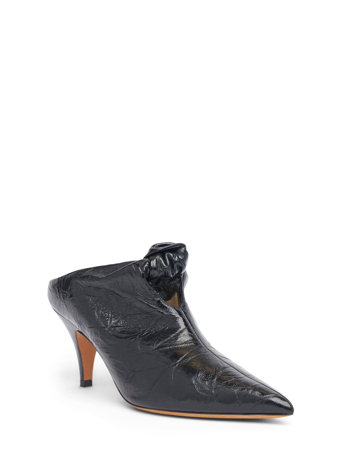 Shop Khaite 75mm Rowan Crinkled Leather Mules In Black