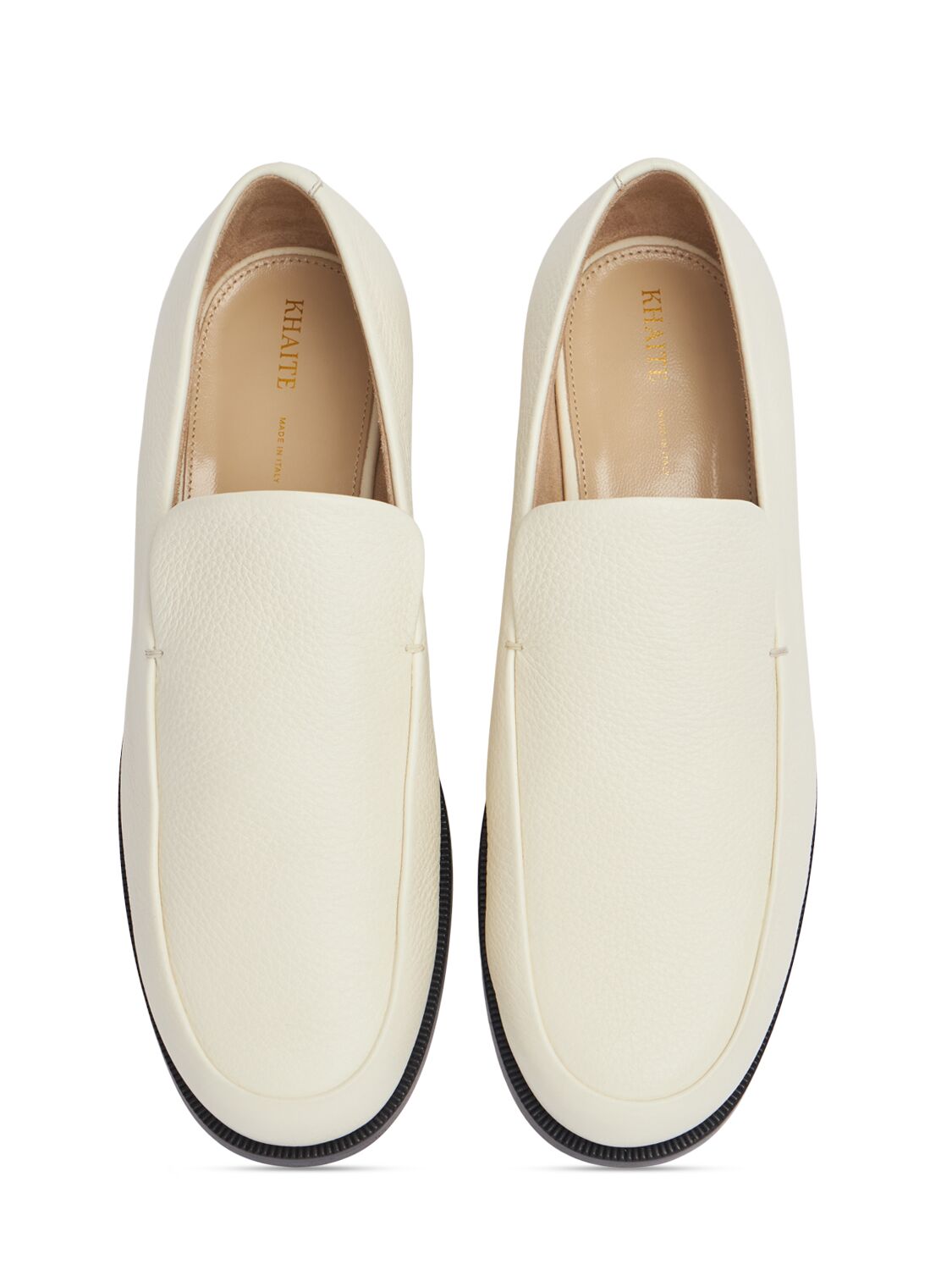 Shop Khaite 10mm Alessio Leather Loafers In Cream