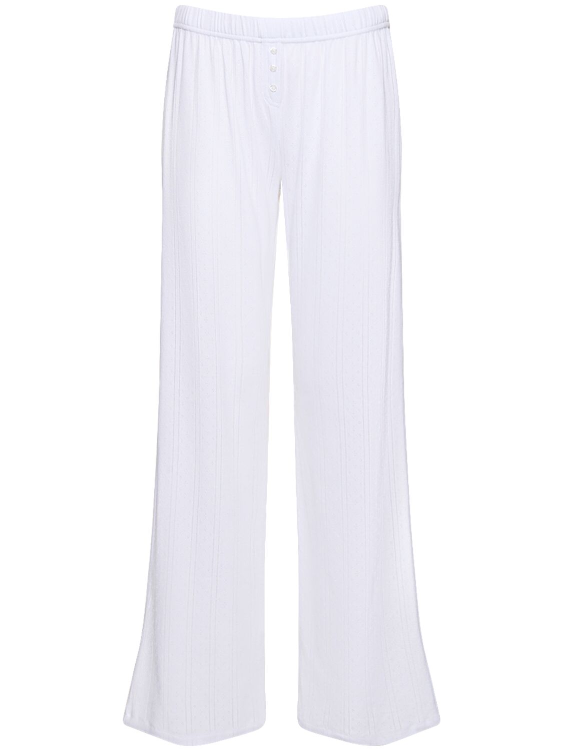 Cou Cou The Pointelle Cotton Wide Pants In White