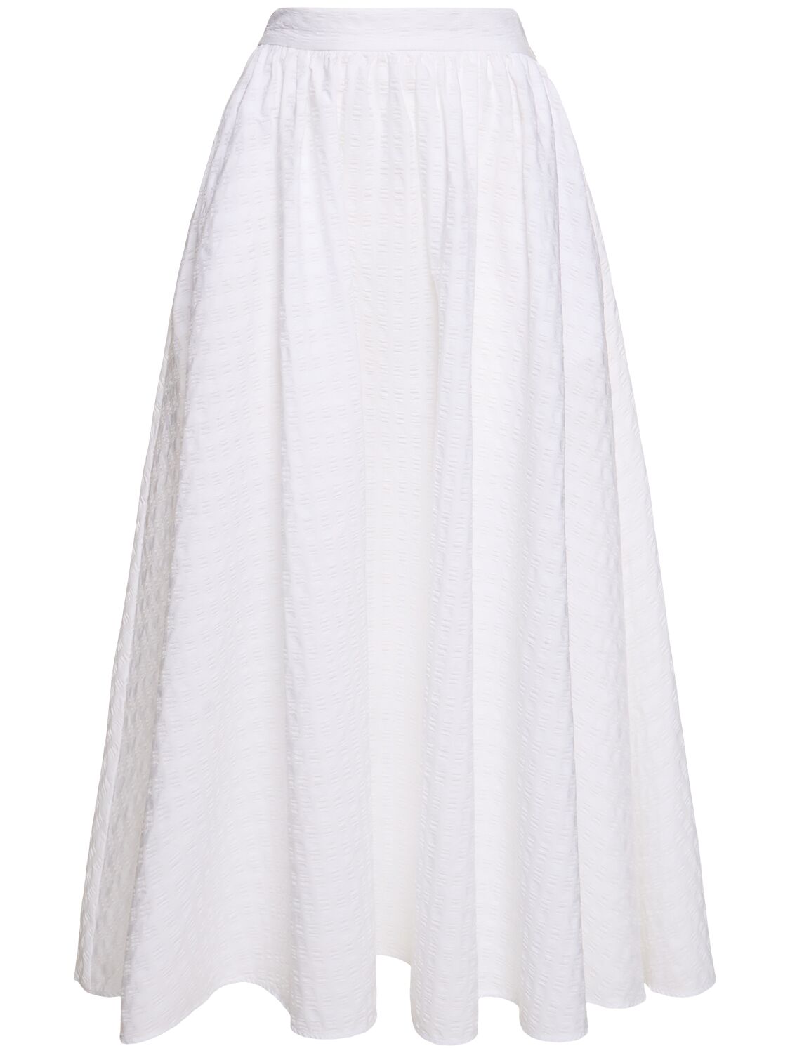 Shop Msgm Cotton Midi Skirt In White