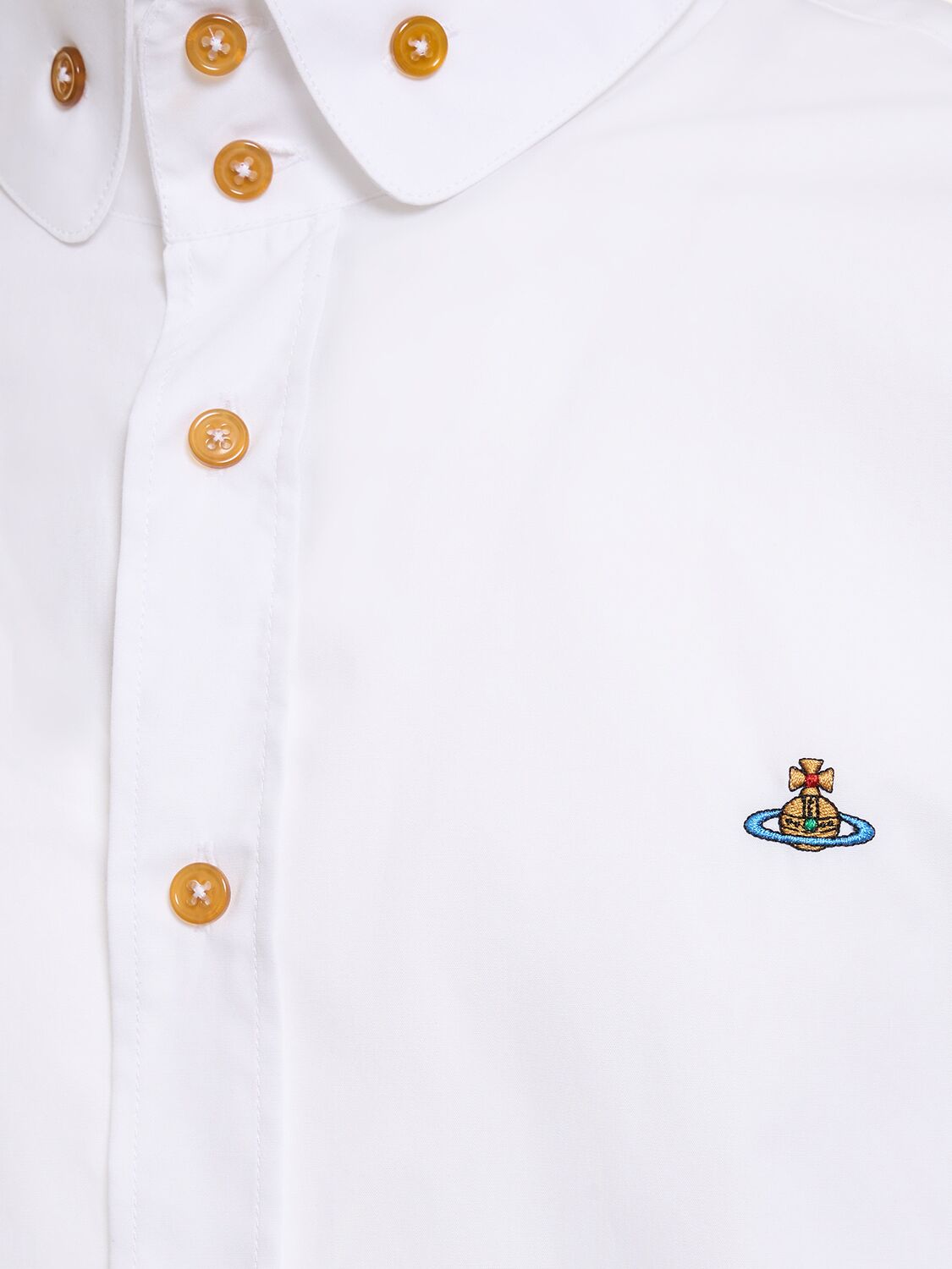 Shop Vivienne Westwood Logo Embroidery Cotton Poplin Shirt In White