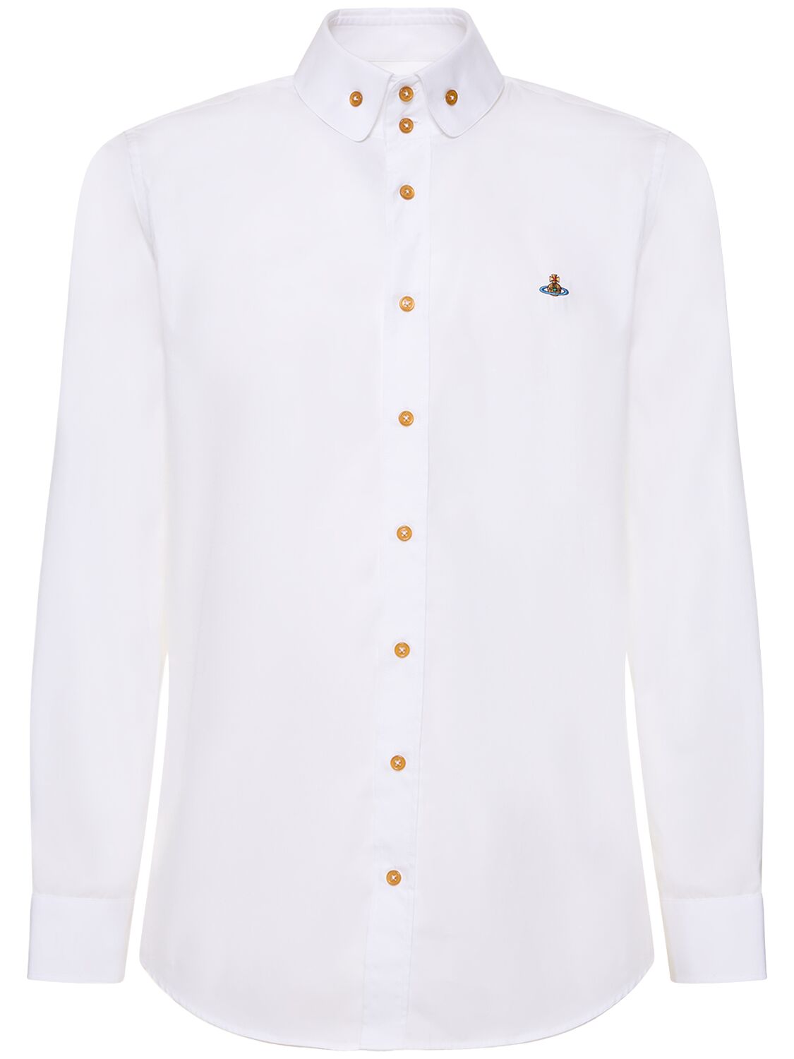 Shop Vivienne Westwood Logo Embroidery Cotton Poplin Shirt In White