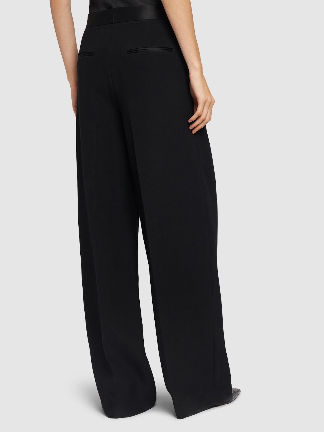 Shop Khaite Marine Straight Viscose Blend Pants In Black