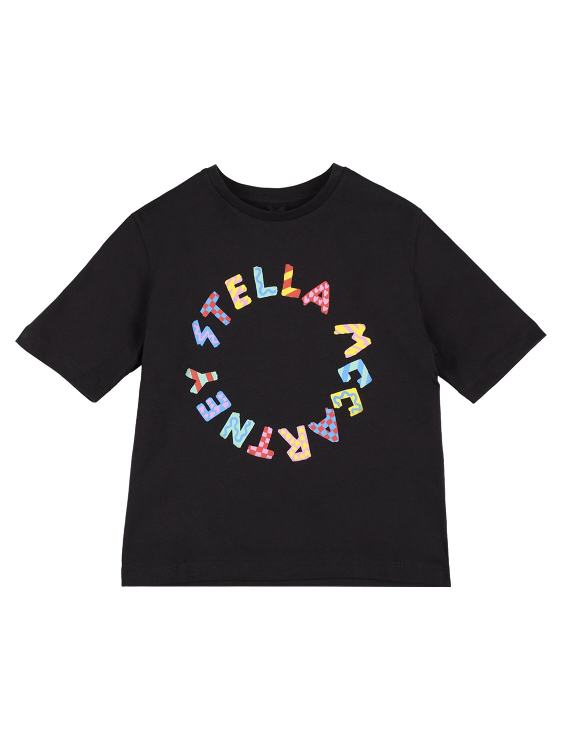 Stella Mccartney Kids' Organic Cotton Printed Logo T-shirt In Black