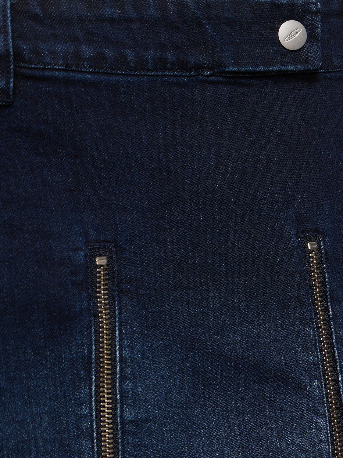 Shop Cannari Concept Pleated Denim Mini Skirt W/ Zips In Blue