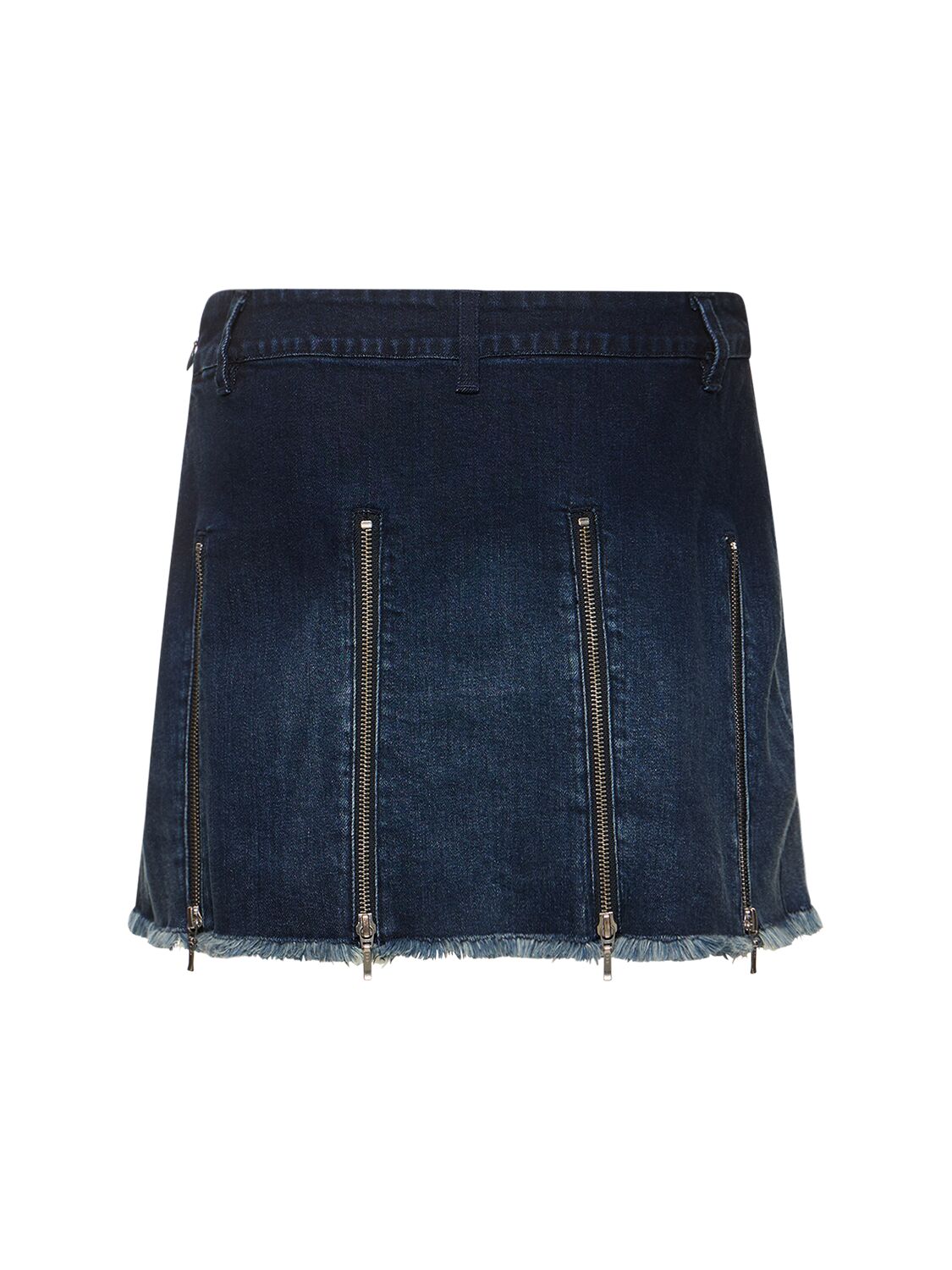 Shop Cannari Concept Pleated Denim Mini Skirt W/ Zips In Blue