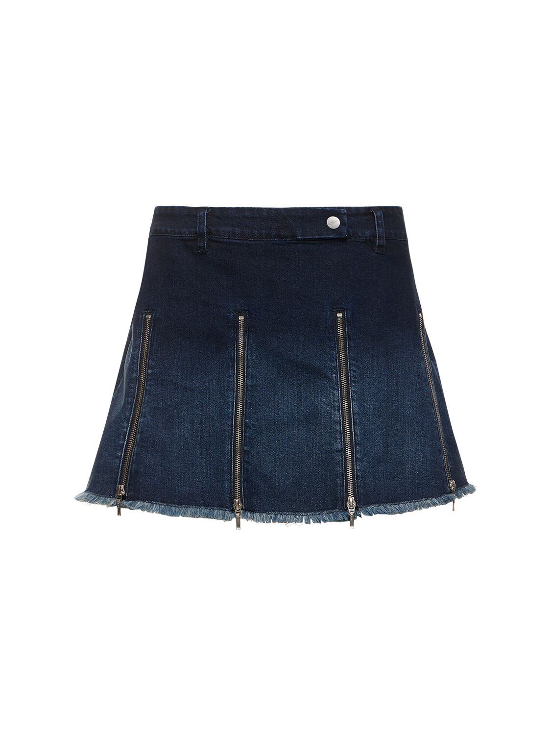 Pleated Denim Mini Skirt W/ Zips