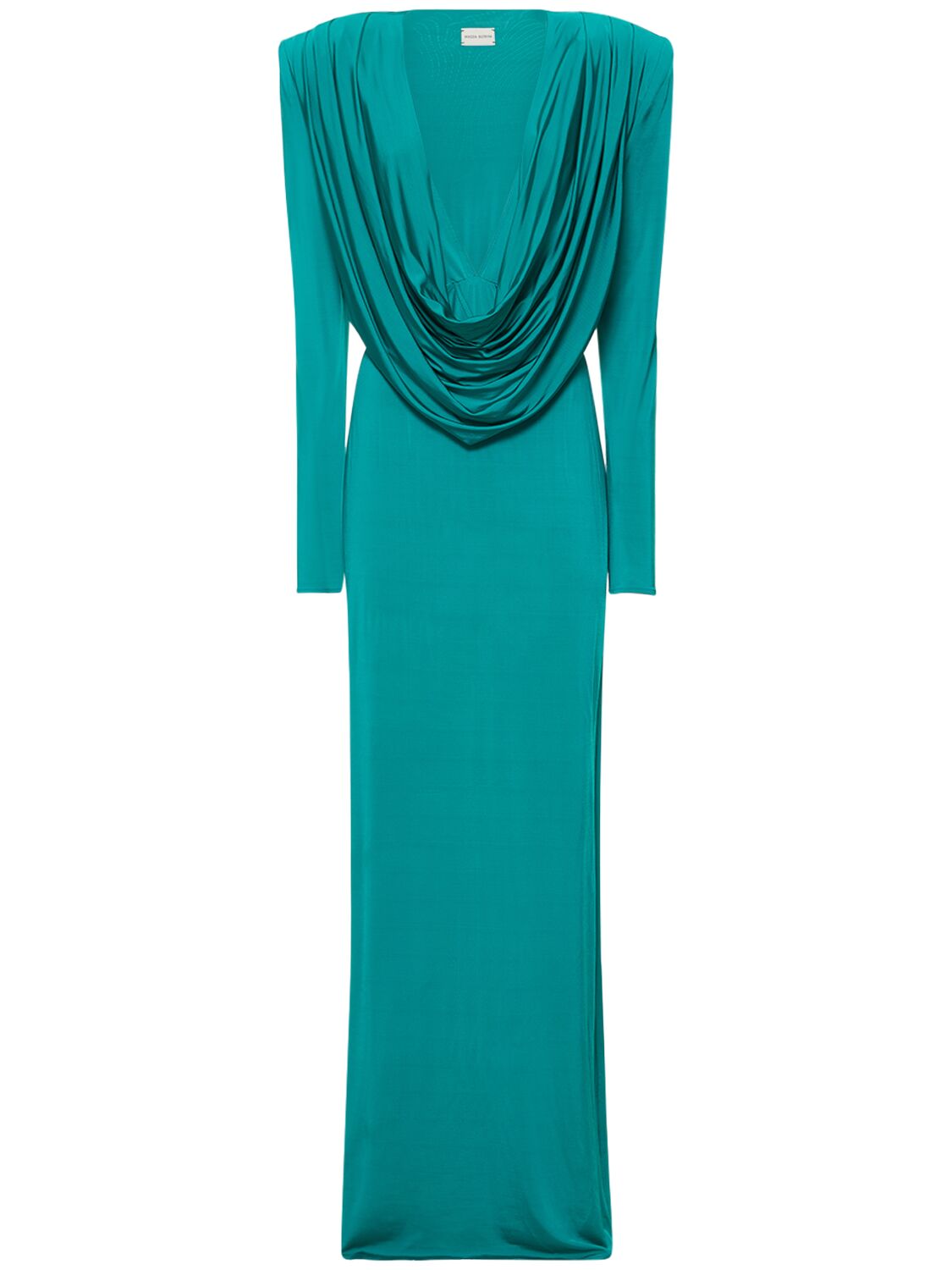 Image of Draped Viscose Jersey Long Dress