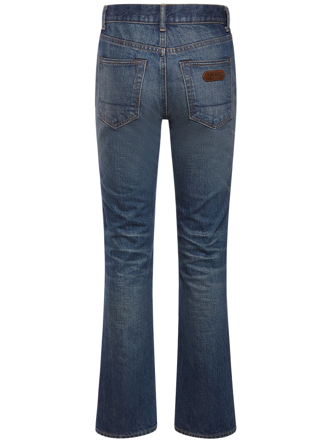 Shop Tom Ford Stonewashed Denim Midrise Straight Jeans In Blue