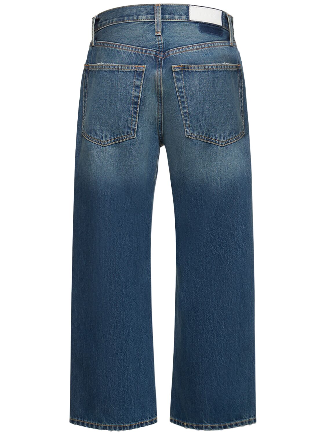 Shop Re/done Loose Cropped Leg Cotton Jeans In Blue