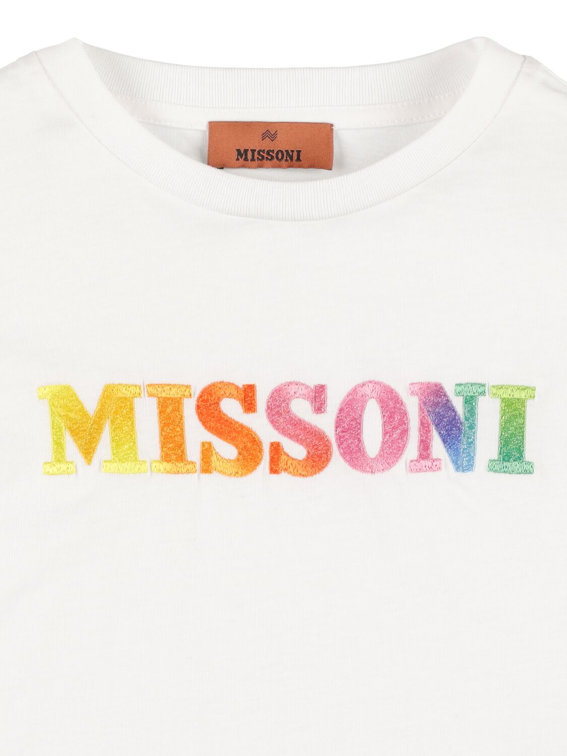 Shop Missoni Embroidered Logo Cotton Jersey T-shirt In White