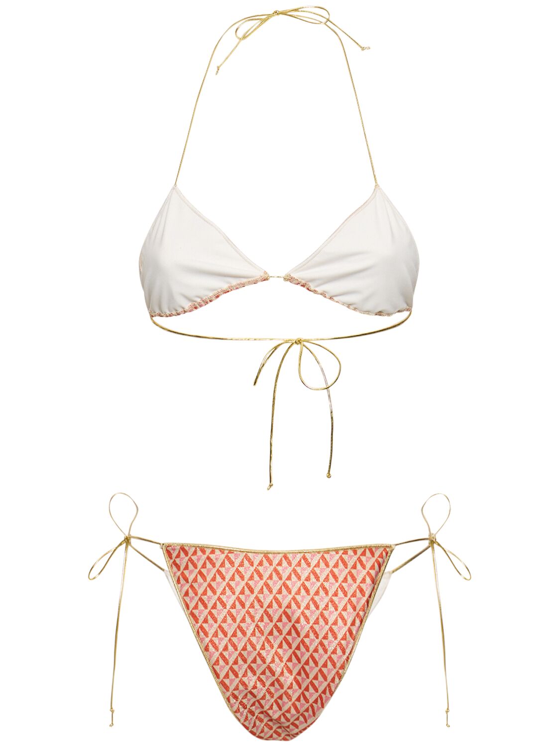 Shop Reina Olga Printed Triangle Bikini In Orange,multi